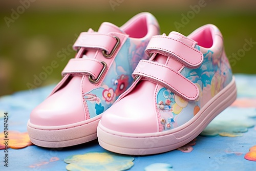 illustration of shoes pink for girl, Generative ai
