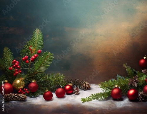 christimas background illustration with festive decoration and blank copy space