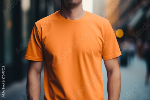 A Stylish Men's Orange T-shirt Mockup, Perfect for Cozy Comfort and Fashion Forward Chicness