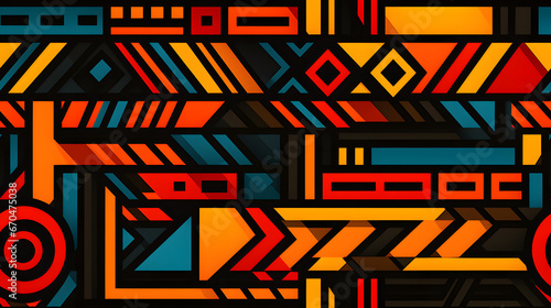 Vibrant African kente cloth seamless pattern with geometrics