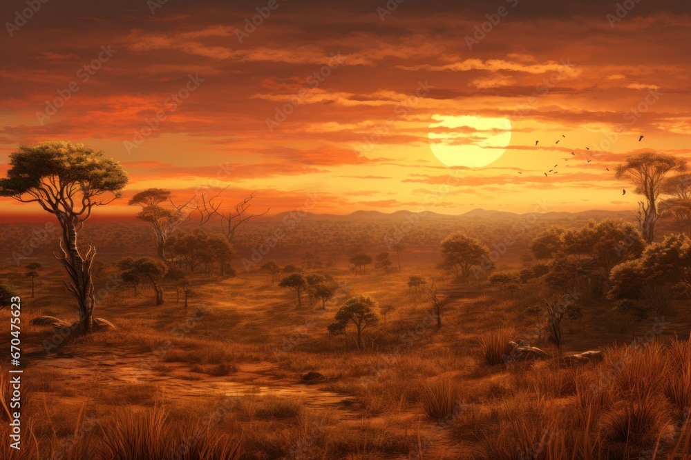Golden Savanna at Dusk.