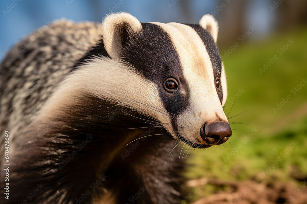Eurasian badger Meles meles , European badger UK Eurasian badger Meles meles , European badger UK