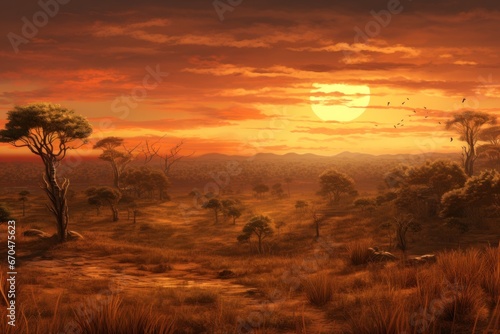 Golden Savanna at Dusk.