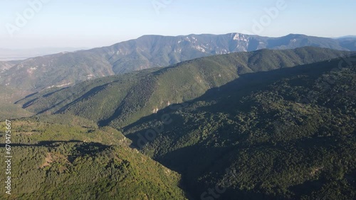 Aerial view of Rhodopes Mountain near village of Yavrovo, Plovdiv Region, Bulgaria photo