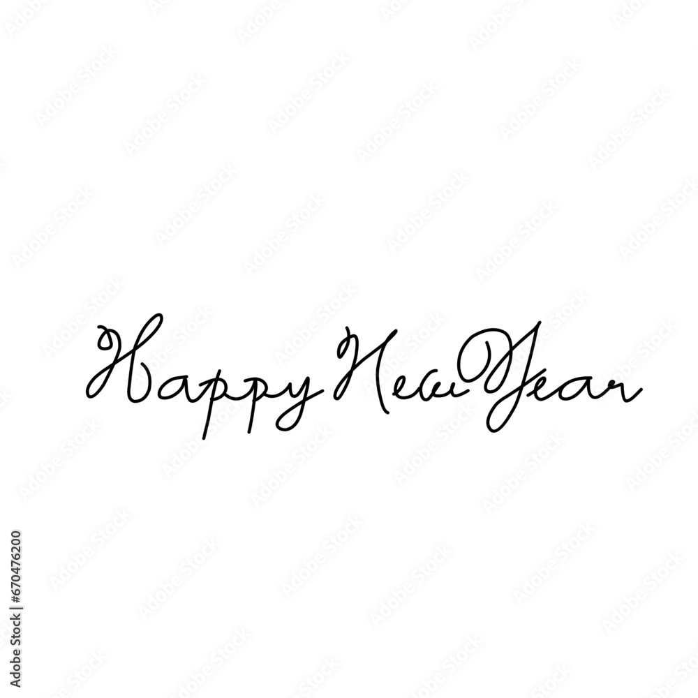 Happy New Year script text hand lettering