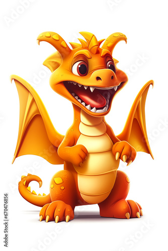Cute cartoon dragon mascot isolated on white background. New year symbol. Made with Generative AI