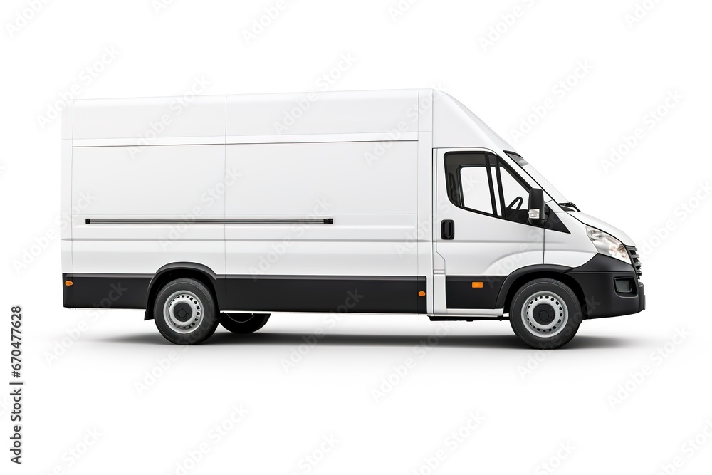 White delivery van isolated on white background. Mockup van. White delivery van isolated on white background. Mockup van.