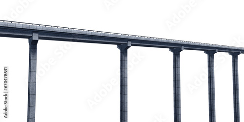 A large concrete bridge isolated on empty background. 3D Rendering