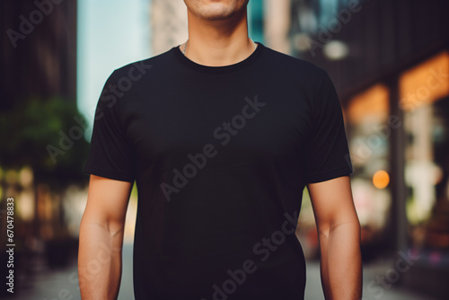 A Stylish Men's Black T-shirt Mockup, Perfect for Cozy Comfort and Fashion Forward Chicness