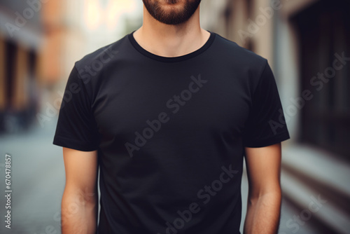 A Stylish Men's Black T-shirt Mockup, Perfect for Cozy Comfort and Fashion Forward Chicness