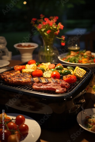 Backyard barbecue with sizzling grill favorites  Generative AI