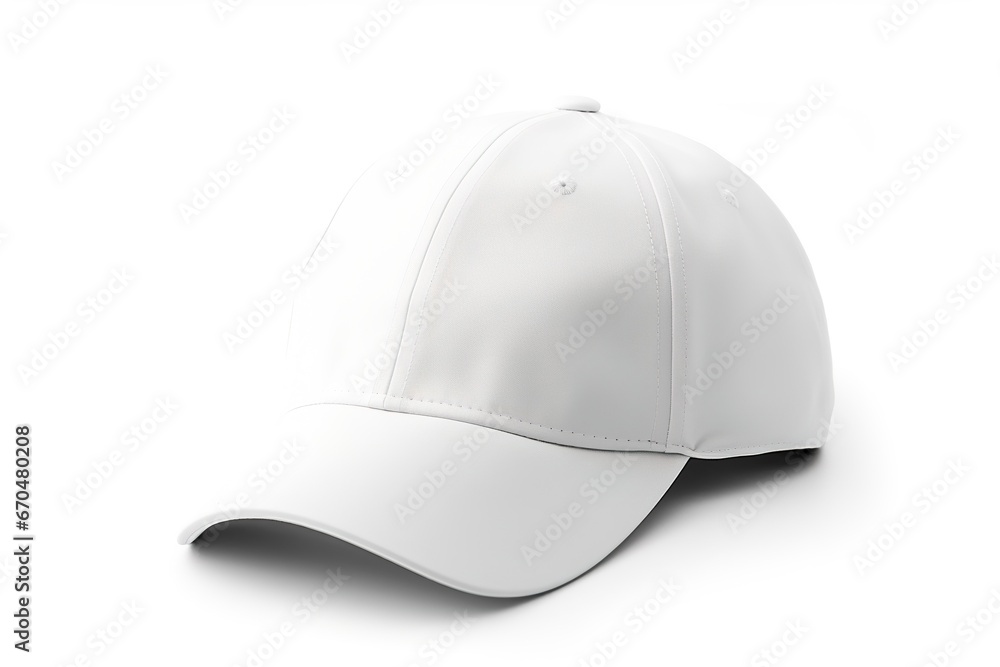 Crisp white baseball cap isolated on white background. Sporty style. Crisp white baseball cap isolated on white background. Sporty style.