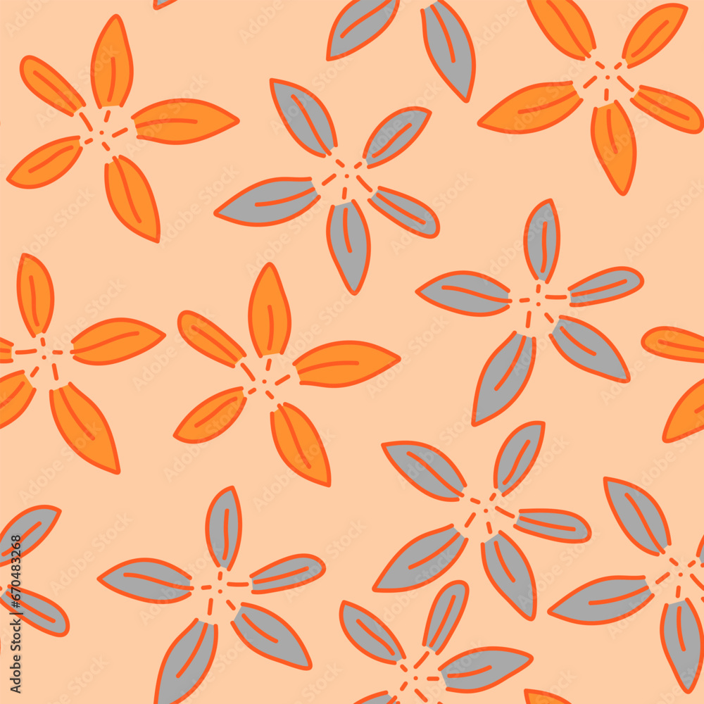 Obraz premium Bloom seamless pattern with chaotic simple flowers for fabric design