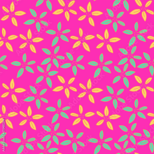 Bloom seamless pattern with chaotic simple flowers for fabric design