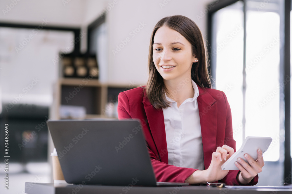 businessman and financial concepts about office work. Analysts discuss business with tablet and calculator as a tool. businessman and financial concepts about office work. Analysts discuss business with tablet and calculator as a tool.