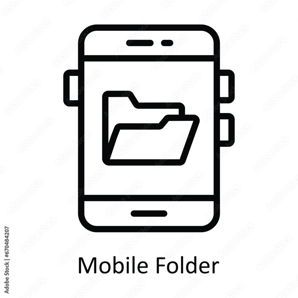 Mobile Folder vector outline Design illustration. Symbol on White background EPS 10 File 