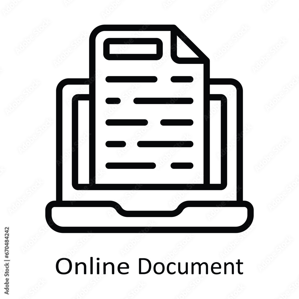 Online Document vector outline Design illustration. Symbol on White background EPS 10 File 