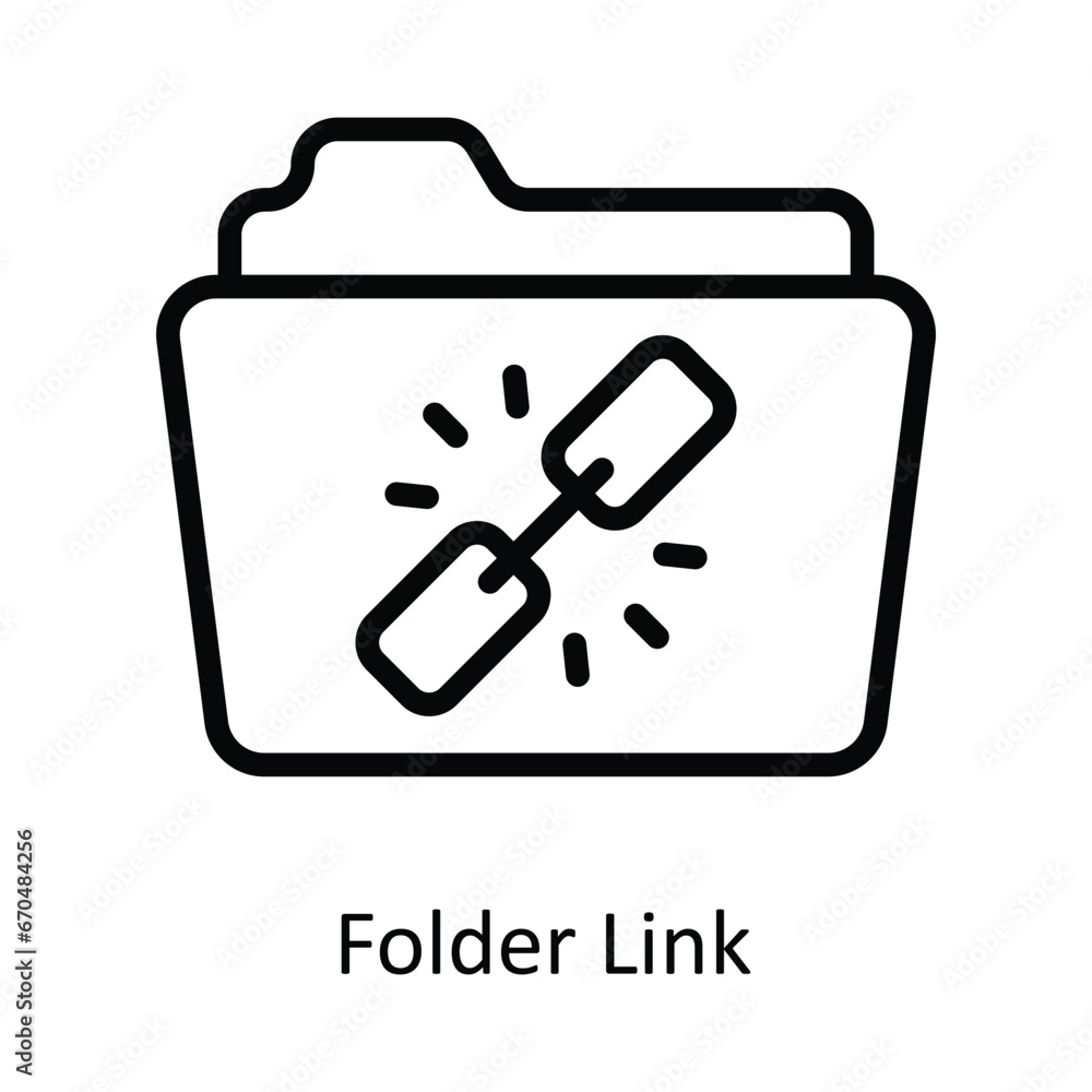 Folder Link vector outline Design illustration. Symbol on White background EPS 10 File Folder Link vector outline Design illustration. Symbol on White background EPS 10 File