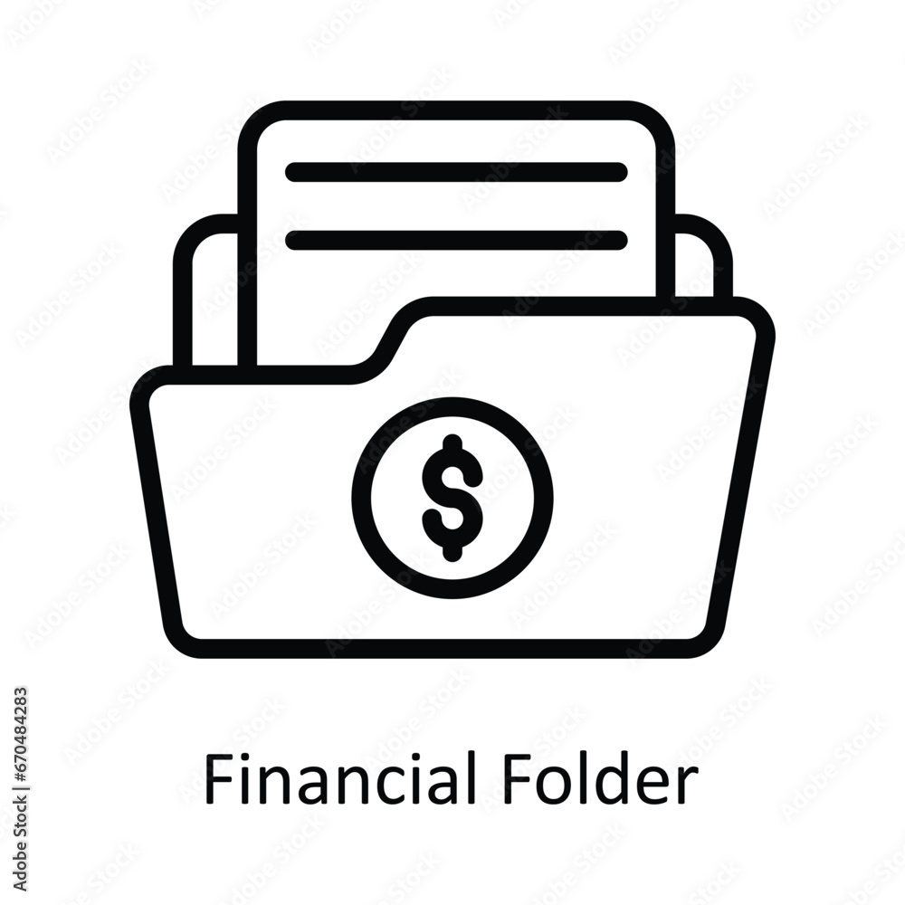 Financial Folder vector outline Design illustration. Symbol on White background EPS 10 File Financial Folder vector outline Design illustration. Symbol on White background EPS 10 File