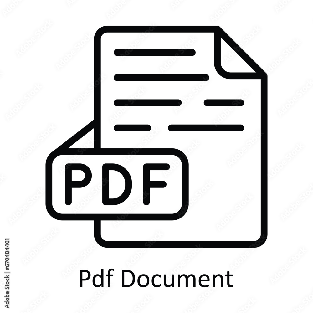 Pdf Document vector outline Design illustration. Symbol on White background EPS 10 File Pdf Document vector outline Design illustration. Symbol on White background EPS 10 File
