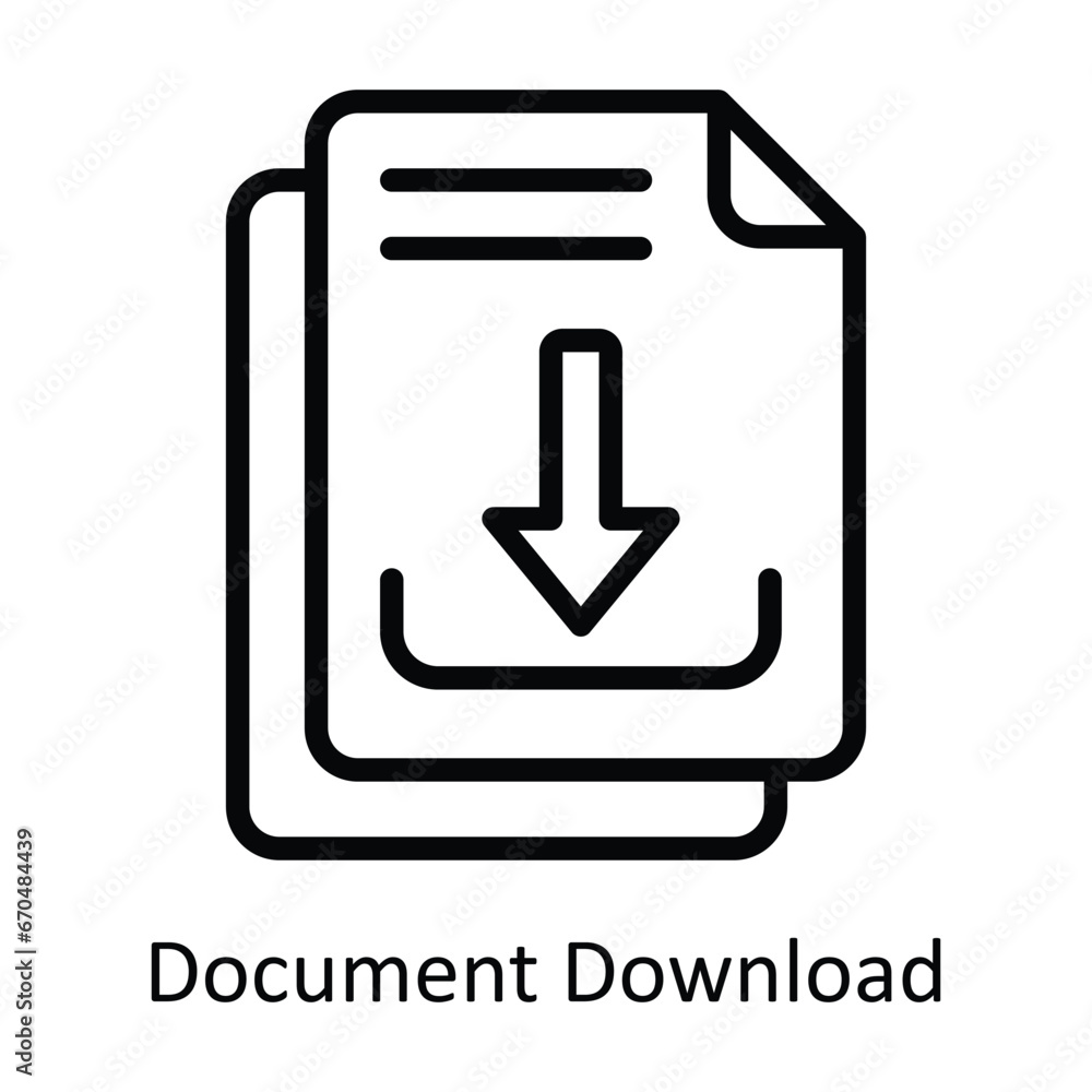 Document Download vector outline Design illustration. Symbol on White background EPS 10 File Document Download vector outline Design illustration. Symbol on White background EPS 10 File