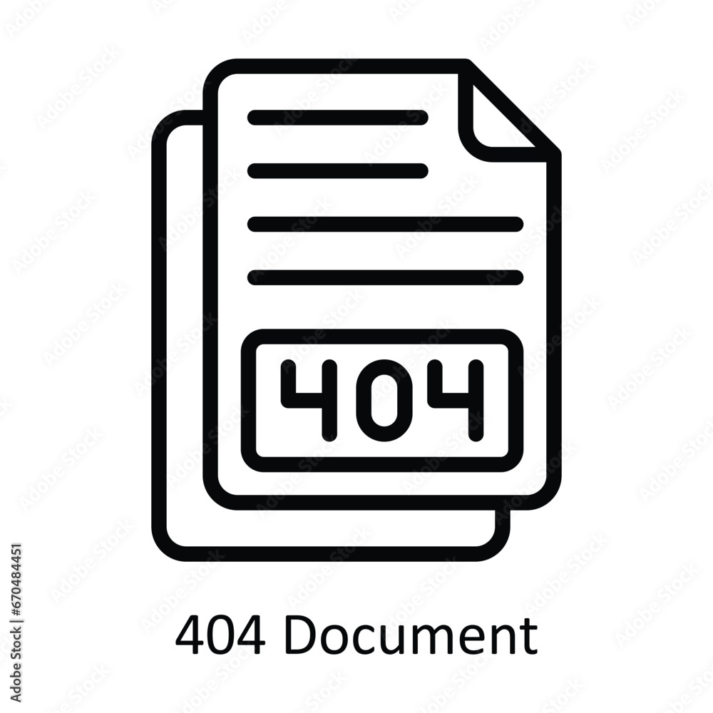 404 Document vector outline Design illustration. Symbol on White background EPS 10 File 404 Document vector outline Design illustration. Symbol on White background EPS 10 File