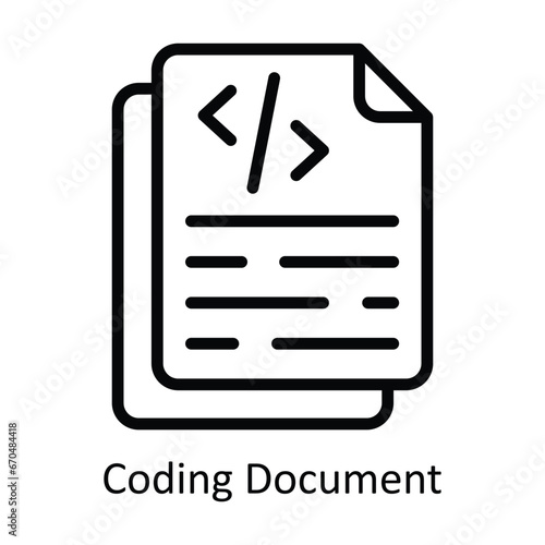 Coding Document vector outline Design illustration. Symbol on White background EPS 10 File 