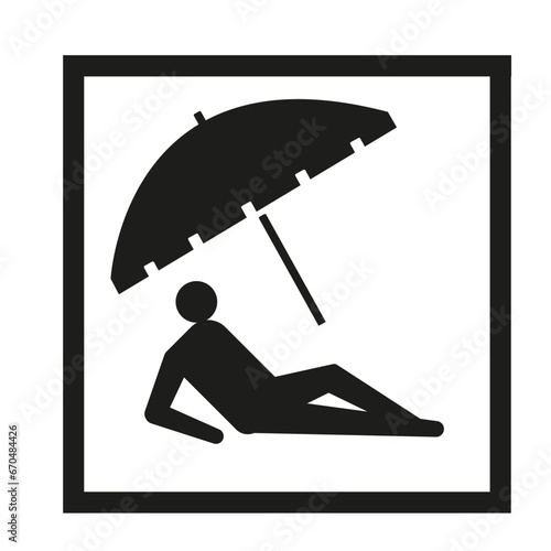 Panneau en idéogramme indiquant une plage