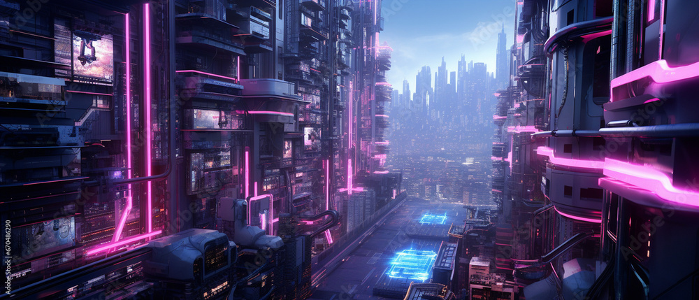 Futuristic cyberpunk urban cityscape, Neon Lights, 
lights in the night