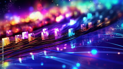 Fiber optics network cable on technology background © paisorn