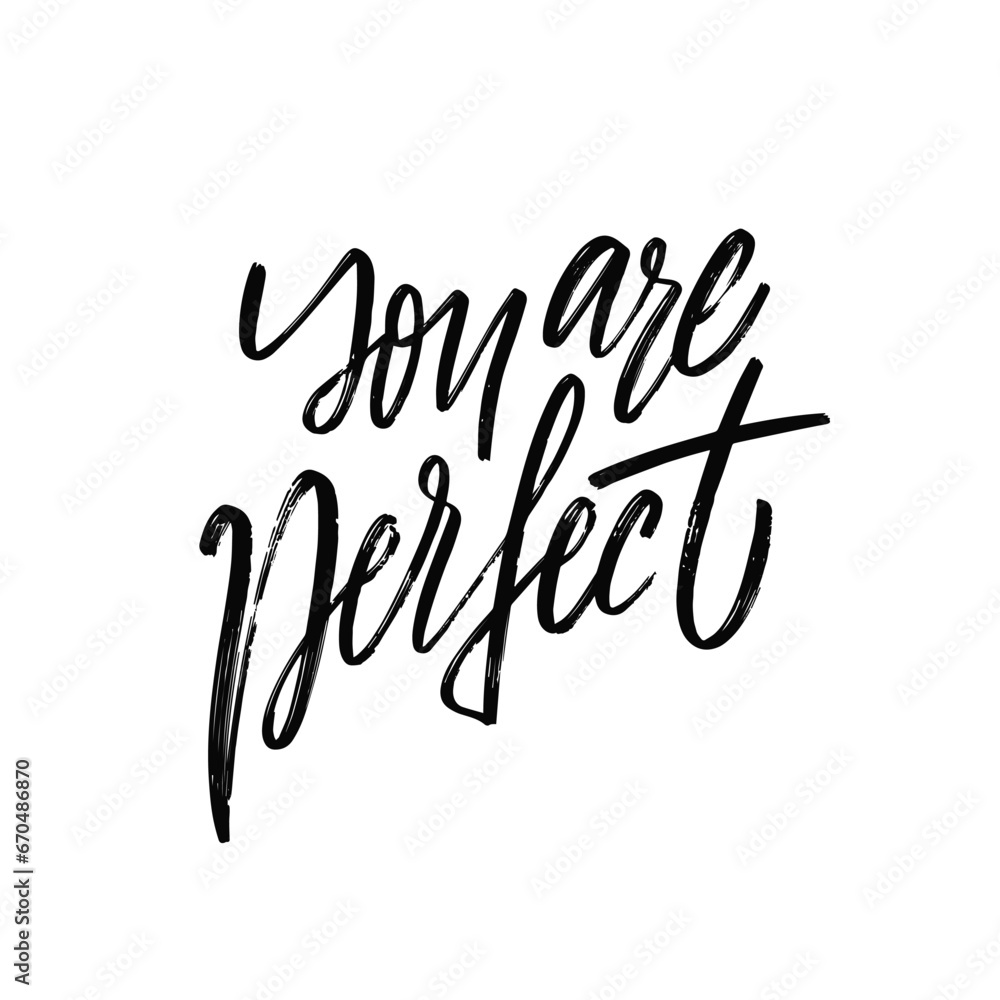 You are perfect black color handwritten sign.