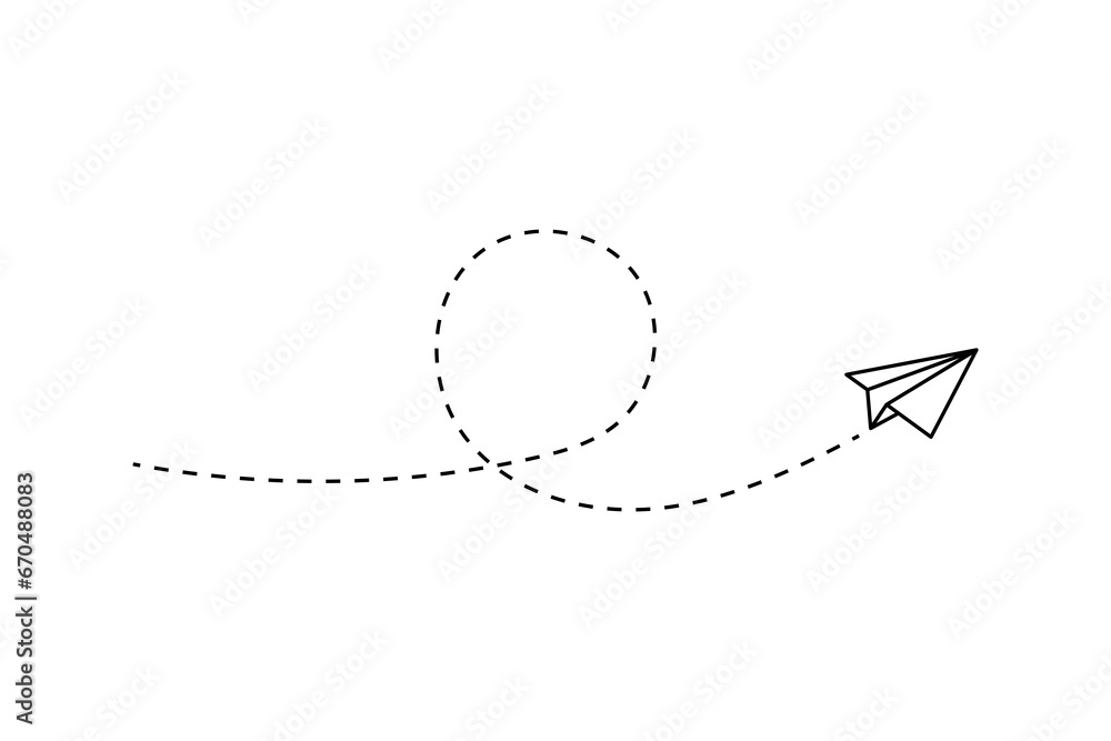Paper plane with dotted line, paper airplane, travel symbol, isolated vector illustration. Paper plane with dotted line, paper airplane, travel symbol, isolated vector illustration.