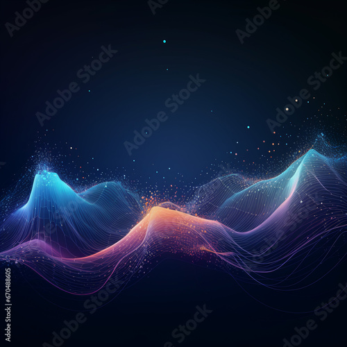 Dynamic Vector Illustration: Futuristic Digital Backdrop with Abstract Particle Gradient and Big Data