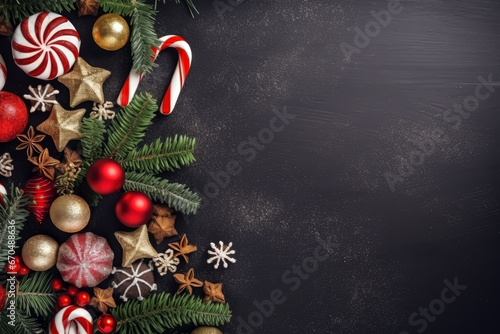 CHRISTMAS BACKGROUND WITH CHRISTMAS  DECORATIONS