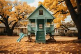 Front yard swingset where kids swing to their heart's content, Generative AI