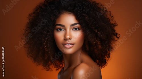 Beautiful young african american woman with afro hairstyle Generative AI