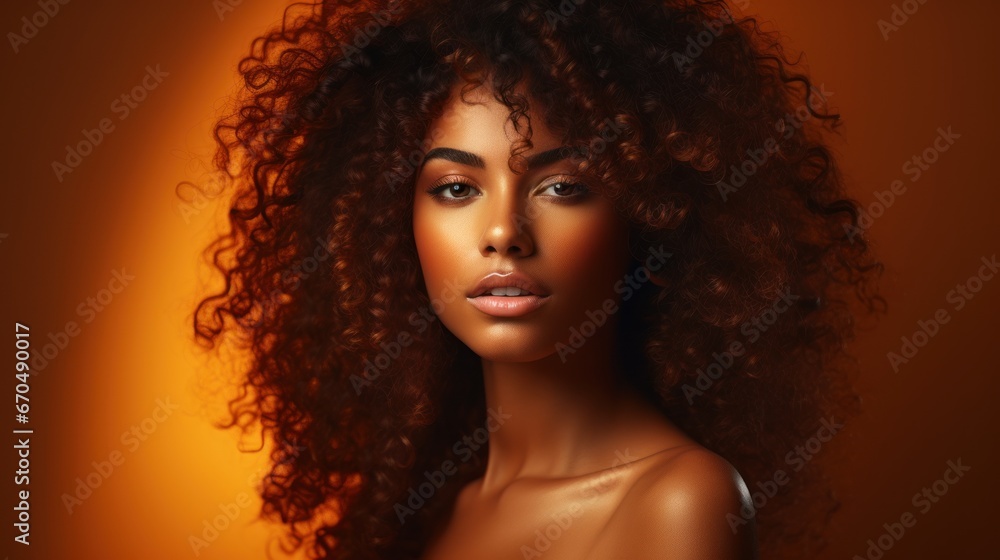 Beautiful african american woman with afro hairstyle. Generative AI Beautiful african american woman with afro hairstyle. Generative AI