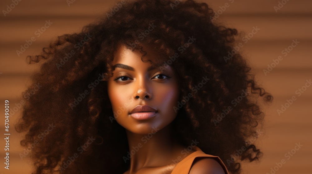 Beauty portrait of african american woman with afro hairstyle Generative AI