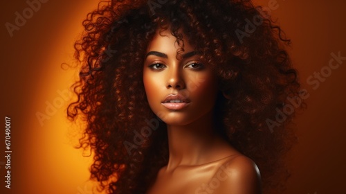 Beautiful african american woman with afro hairstyle. Generative AI