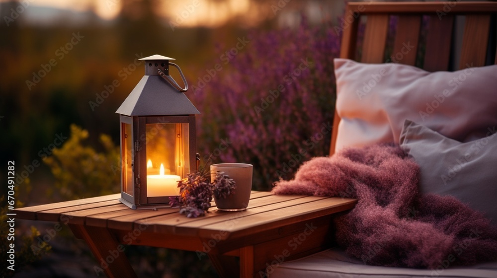 Cozy Table Decorated with Warm Ambient Lighting generated by AI tool 