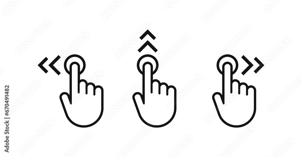 Swipe to left right up icon set. Finger touch screen gestures vector. Hand finger left, right, up icon. Swipe to left right up icon set. Finger touch screen gestures vector. Hand finger left, right, up icon.