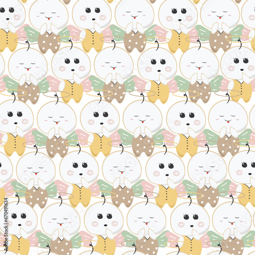 Vector cute doodle character seamless pattern design for background 
