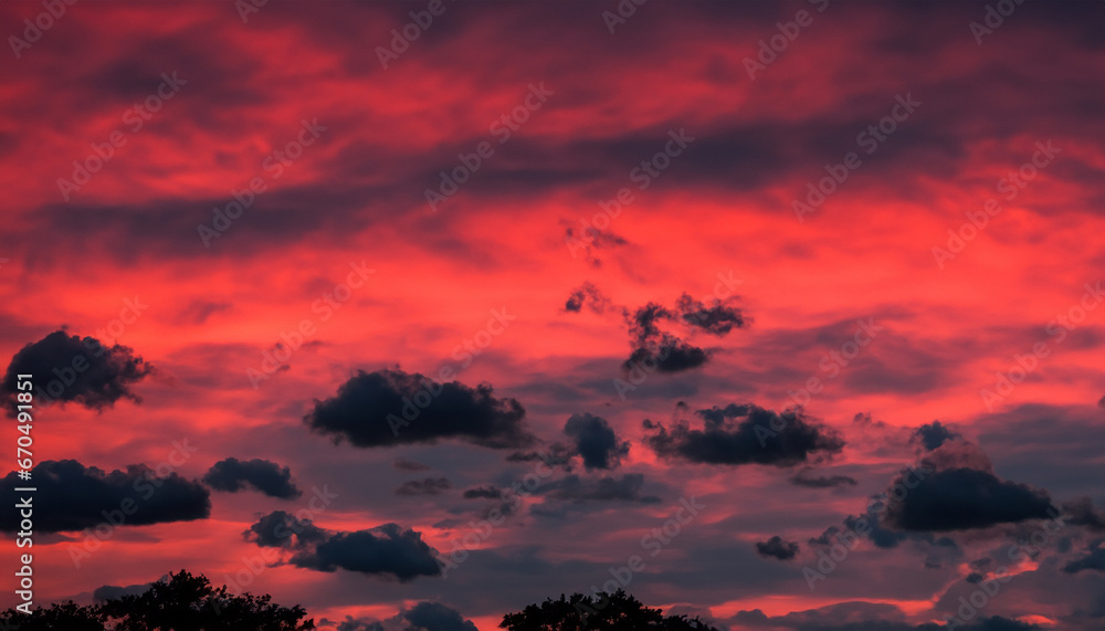 Black abstract fmars on a red hellish sky.