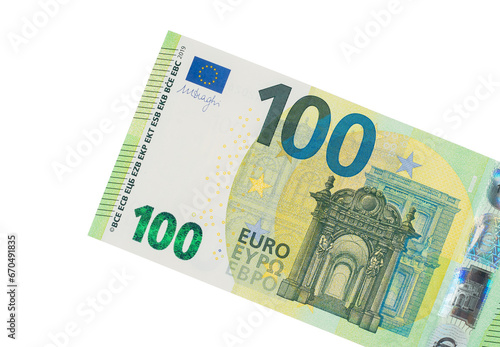 individual details of the European Union's Euro cash, with a face value of one hundred euros