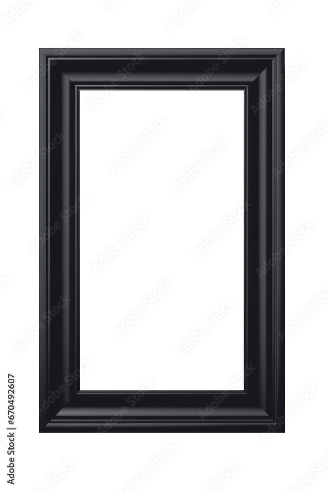 Empty Wooden Black Frame, rectangular and vertical, on Transparent Background Empty Wooden Black Frame, rectangular and vertical, on Transparent Background