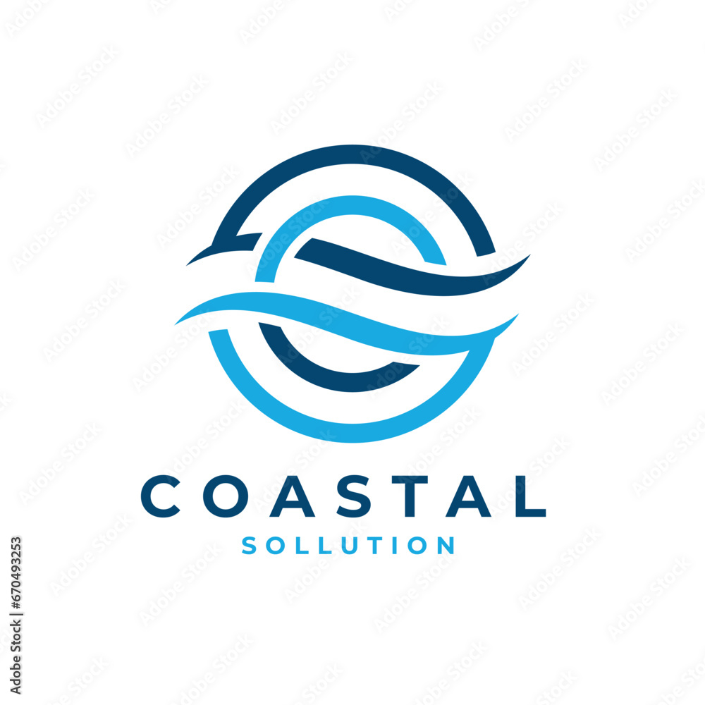 Coastal solution logo design concept water ocean letter CS Coastal solution logo design concept water ocean letter CS