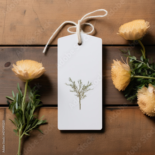 A blank gift tag mockup perfect for holiday or festive customization.