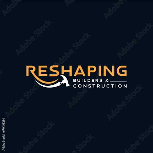 Construction and builder Reshaping logo design typography lettering