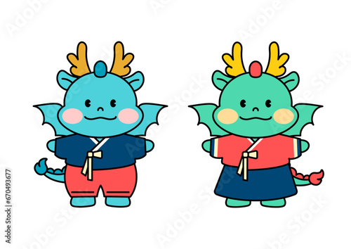 한복을 입은 청룡 캐릭터