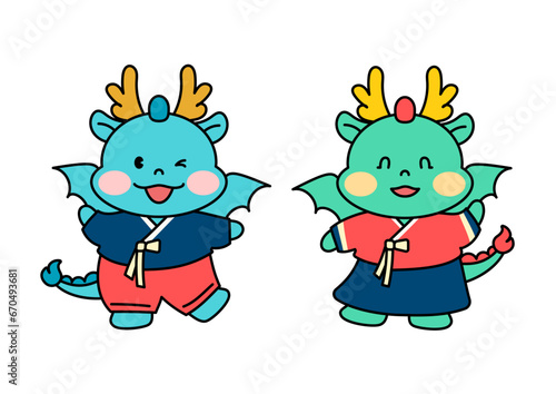 한복을 입은 청룡 캐릭터